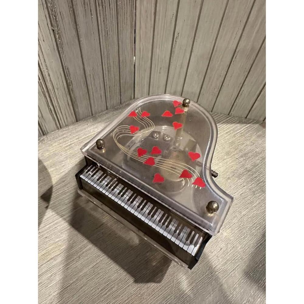 VTG Schmid Music Box Clear Piano Hearts Plays Sun Will Come Out “Tomorrow” Annie